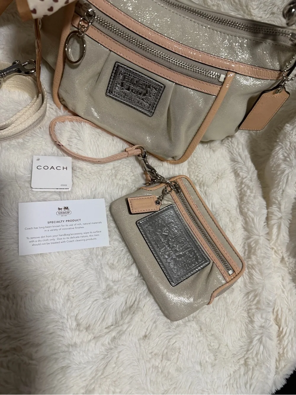 NWT! Y2K Coach Poppy sparkle groovy handbag features metallic W/wristlet